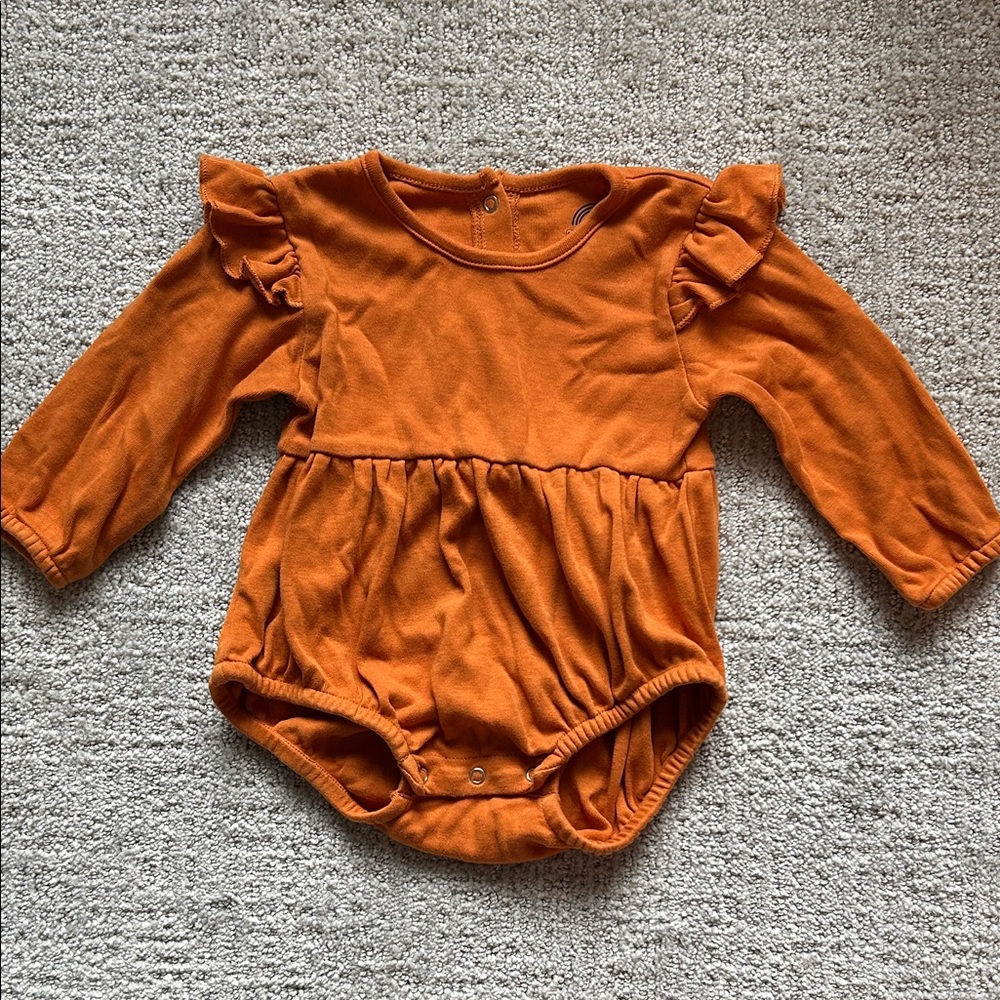 Rustic Orange Ruffled Kids One Piece